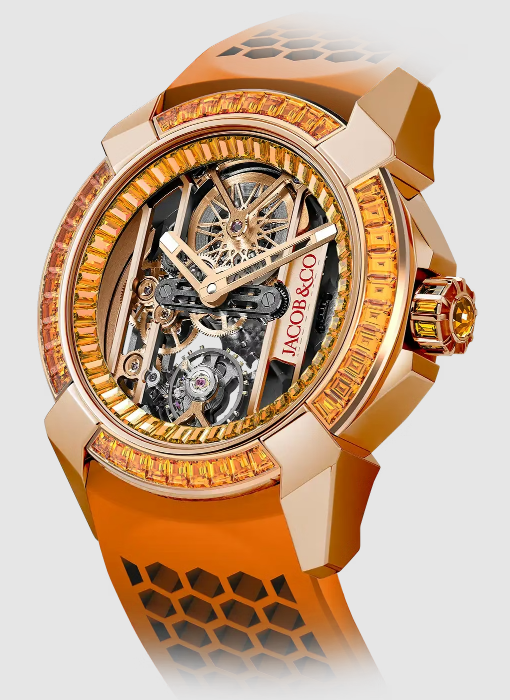 Review Jacob & Co epic x baguette orange sapphires EX100.43.BE.AA.A Replica watch